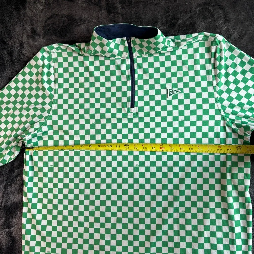 Good Good Golf Mens Spandex Quarter Zip Pullover Checkerboard 2XL Green